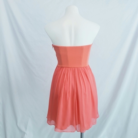 DVF Diane Von Furstenberg Asti Short Silk Chiffon Dress Coral - Picture 5 of 16